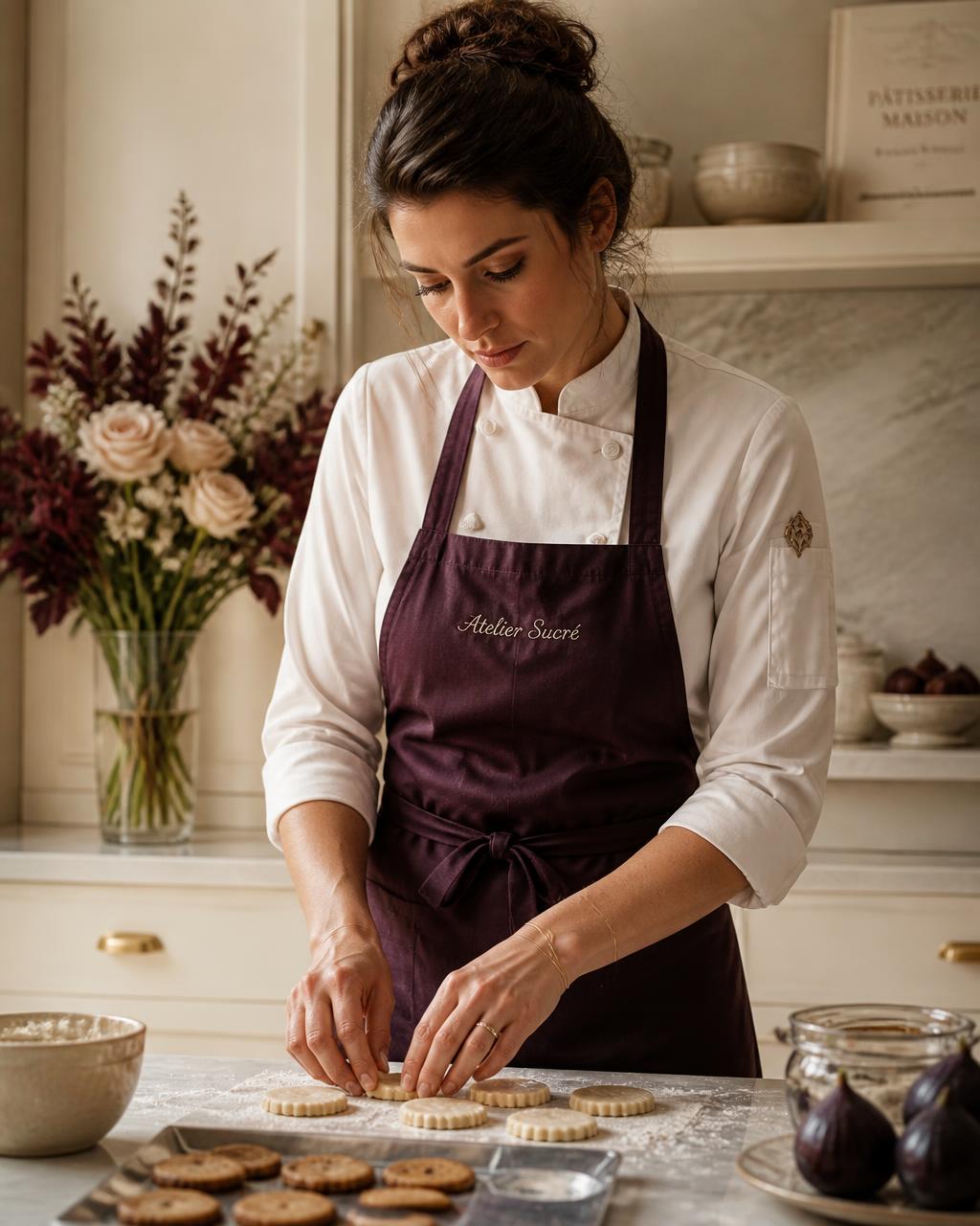 Baked Your Day founder shaping cookie dough in the kitchen